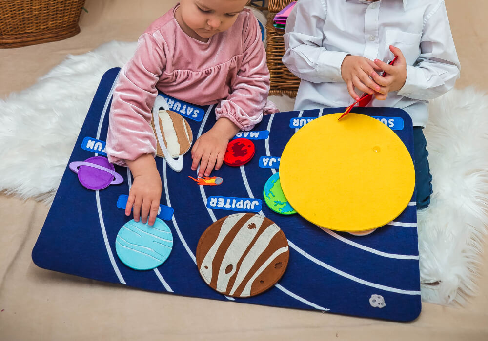 Rocket Figure in Solar System Toy Set Rocket figure included in the solar system educational toy set for imaginative play.