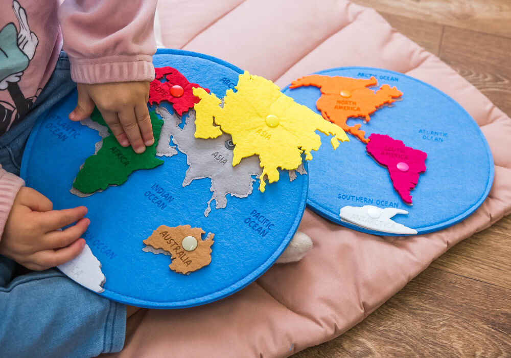 Montessori World Map Montessori world map made of felt for kids
